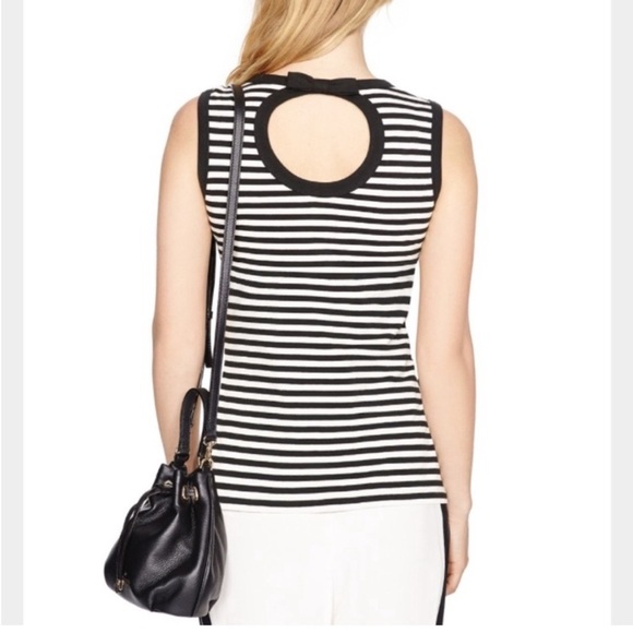 Kate Spade Black White Stripe Bow Keyhole Back Tank Top Size M - Picture 1 of 10